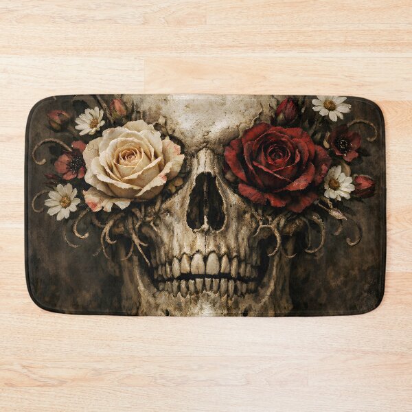 Item preview, Dark Floral Skull With Roses – Gothic Memento Mori Vintage Skeleton Art designed and sold by cr6zym1nd.