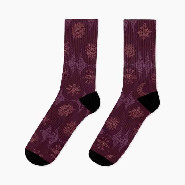 Item preview, Retro Nouveau Mystic Tiles - stained glass geometric pattern - Burgundy designed and sold by Elodie-Motifs.