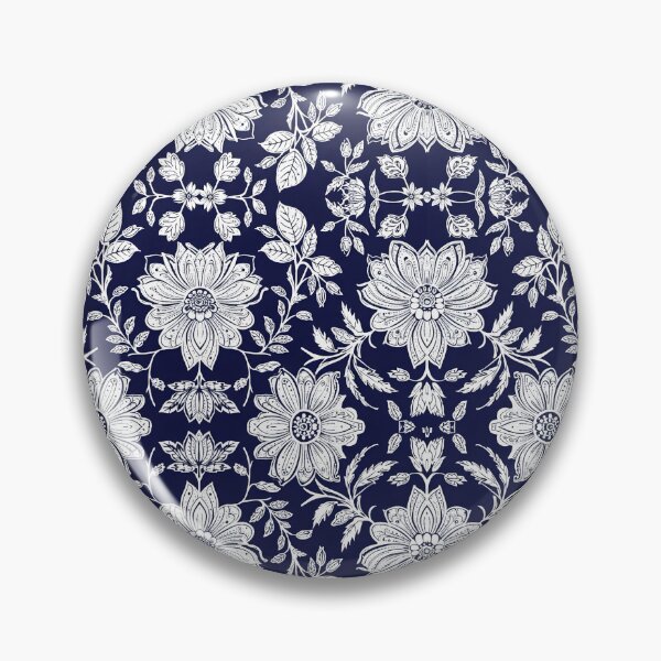 Item preview, Vintage Asian Textile Art – Hand-Stamped Navy Floral Batik designed and sold by VelloomStore.
