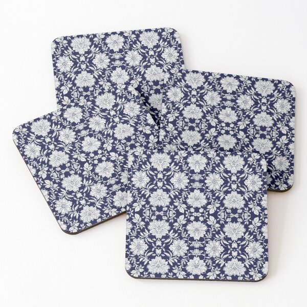 Item preview, Vintage Asian Textile Art – Hand-Stamped Navy Floral Batik designed and sold by VelloomStore.