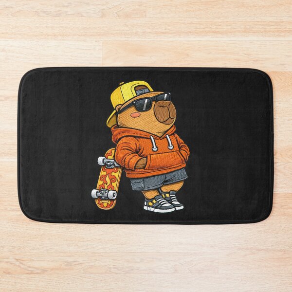 Item preview, Chill Skater Capybara – Cute Kawaii Capybara With Skateboard Embroidered Patch Style designed and sold by ColorSplash123.