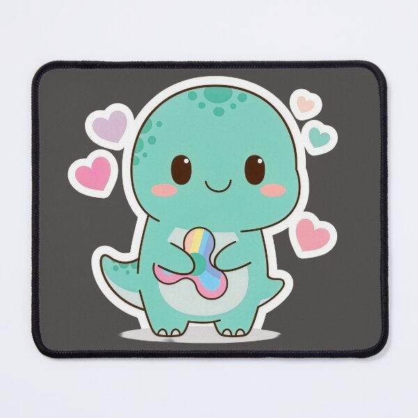Item preview, Cute Kawaii Dino with Fidget Spinner designed and sold by Wonderful World of Whimsy.