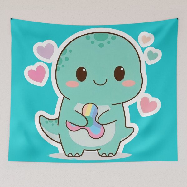 Item preview, Cute Kawaii Dino with Fidget Spinner designed and sold by Wonderful World of Whimsy.