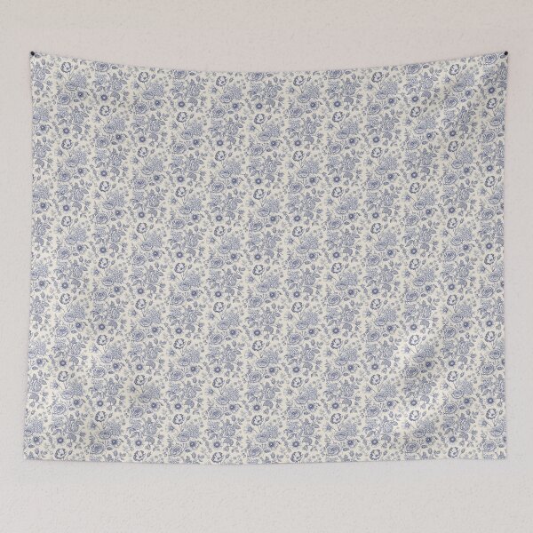 Item preview, 18th-Century Vintage Rose Toile – Navy & Cream Engraving designed and sold by VelloomStore.