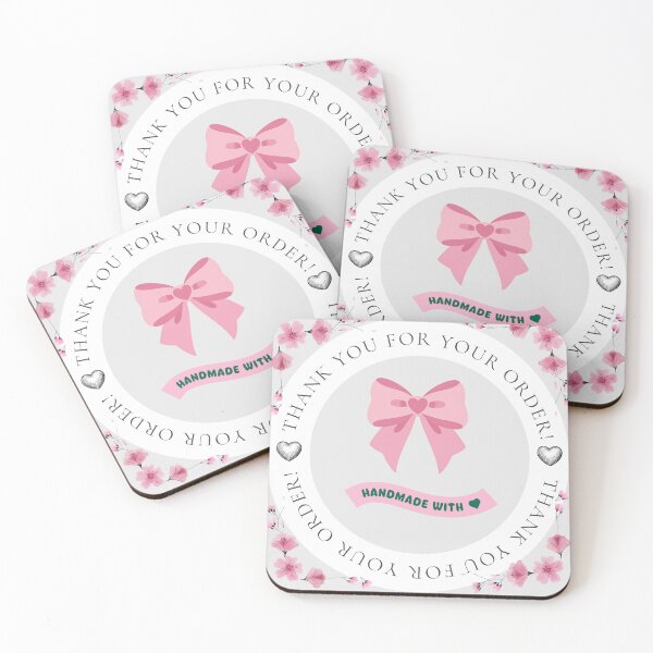 Item preview, Pink Bow & Floral Thank You For Your Order - Handmade With Love Aesthetic designed and sold by Elly for Design (Power of Creation).