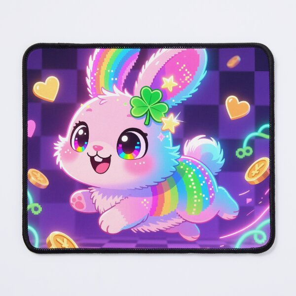 Item preview, Neon Lucky Chaos Bunny - St Patrick's Y2K Glitch Art designed and sold by GlitchyBunnyBB.