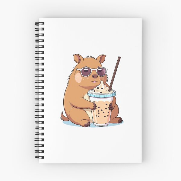 Item preview, Chill Capybara Drinking Boba Milk Tea designed and sold by AuraPremiumArt.