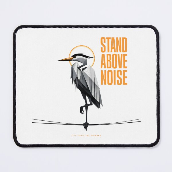 Item preview, The Metro Heron Urban Philosophy Stand Above Noise Stoic Minimalist Bird Art - City Taught Me Patience Origami Style Architecture Illustration by Vivaan Studio designed and sold by Vivaan Studio.