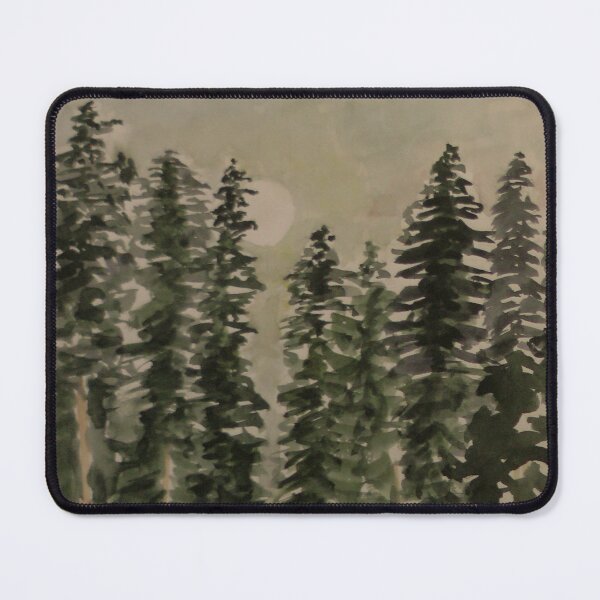Item preview, Misty Pine Forest Watercolor. Atmospheric Evergreen Landscape Art designed and sold by Cvetok.