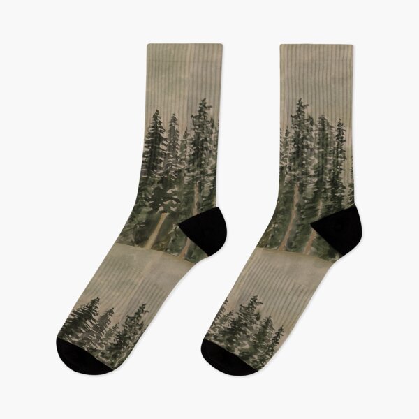 Item preview, Misty Pine Forest Watercolor. Atmospheric Evergreen Landscape Art designed and sold by Cvetok.