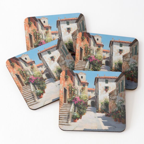 Item preview, Tuscan Village Street with Flowers and Sunlight designed and sold by daila70.
