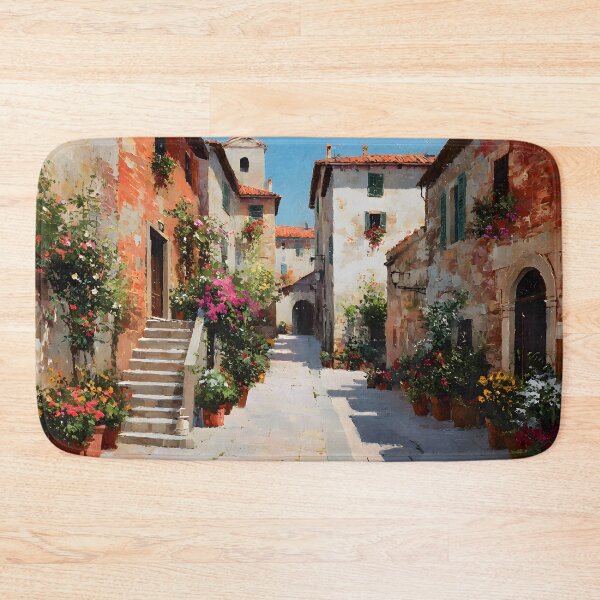 Item preview, Tuscan Village Street with Flowers and Sunlight designed and sold by daila70.