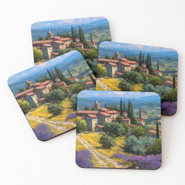 Item preview, Tuscan Village with Lavender Fields and Cypress Trees designed and sold by daila70.