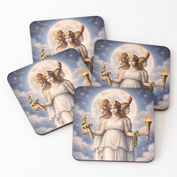 Item preview, Hecate Triple Goddess Celestial Moon Art – Greek Mythology Witchcraft Goddess Illustration designed and sold by EmiliaBassano.