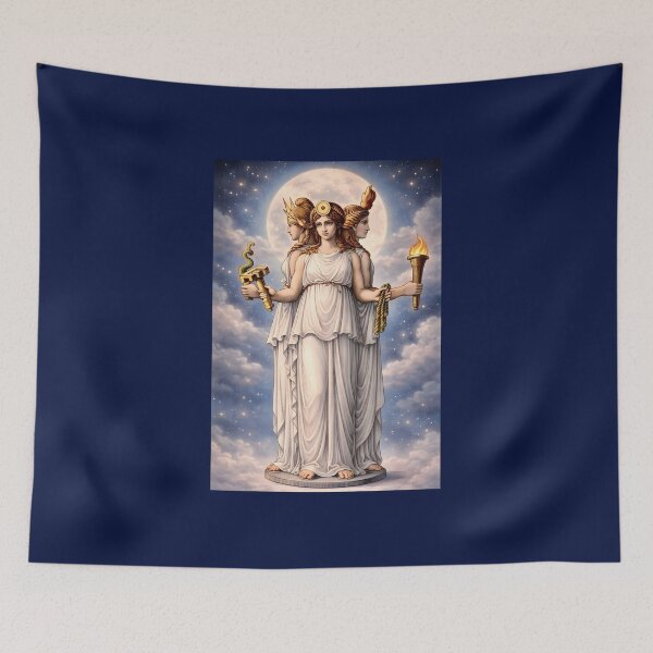Item preview, Hecate Triple Goddess Celestial Moon Art – Greek Mythology Witchcraft Goddess Illustration designed and sold by EmiliaBassano.