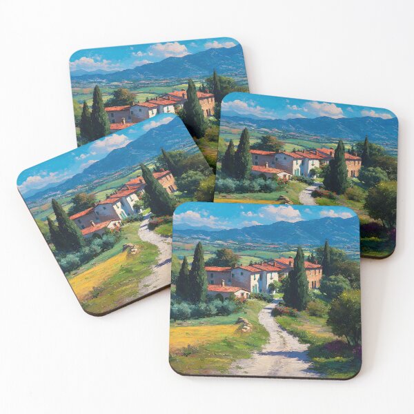 Item preview, Tuscan Farmhouse with Winding Path and Flowers designed and sold by daila70.