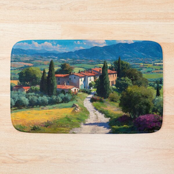 Item preview, Tuscan Farmhouse with Winding Path and Flowers designed and sold by daila70.