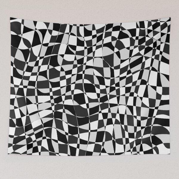 Item preview, Black and White Checkered Warp Pattern designed and sold by Prawny.