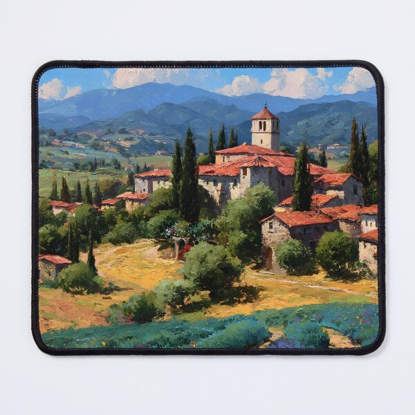 Item preview, Tuscan Village with Terracotta Roofs and Cypress Trees designed and sold by daila70.