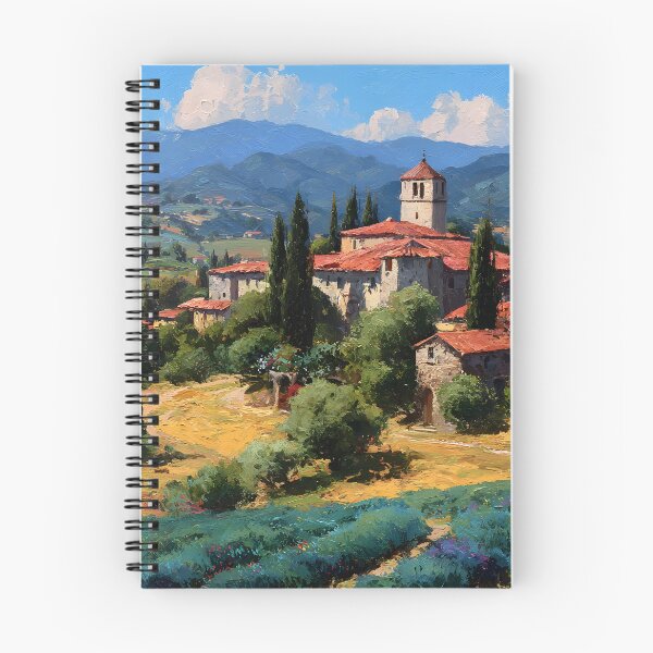 Item preview, Tuscan Village with Terracotta Roofs and Cypress Trees designed and sold by daila70.