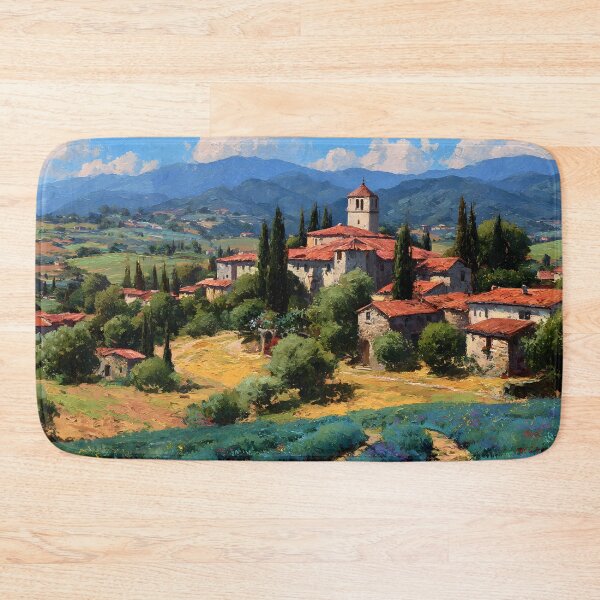 Item preview, Tuscan Village with Terracotta Roofs and Cypress Trees designed and sold by daila70.