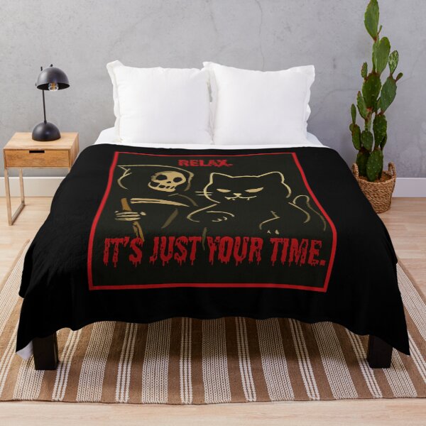 Item preview, Relax… It’s Just Your Time – Grim Reaper & Cat Dark Humor Art designed and sold by sorryNOTsorry.brand.