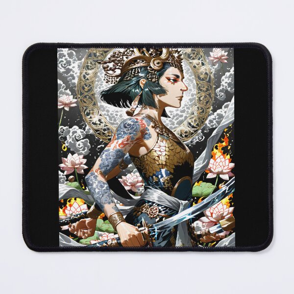 Item preview, Thai Yaksha Guardian Warrior – Mythology Tattoo Style Lotus Samurai Art designed and sold by Ghost//Halo.