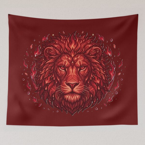 Item preview, Primordial Fire Lion - Ancient Solar Guardian Emblem designed and sold by PawsyVibe.