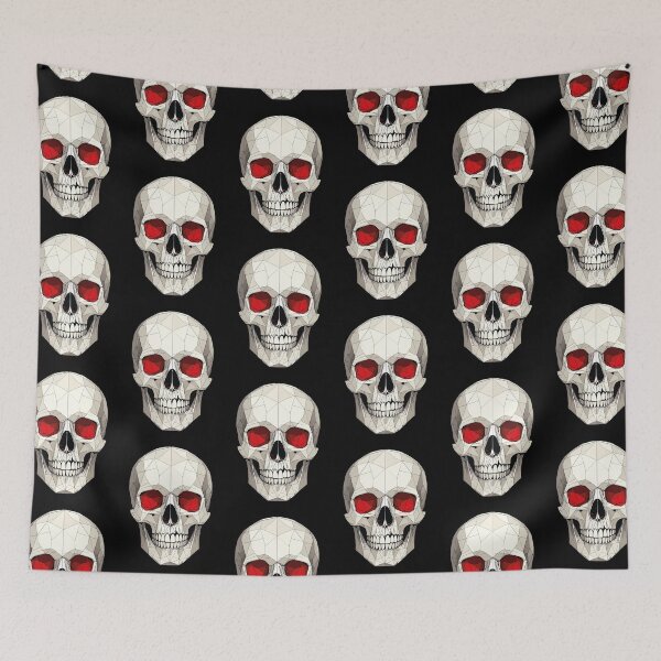 Item preview, Low‑Poly Skull – Geometric Red‑Eye Digital Design designed and sold by sorryNOTsorry.brand.