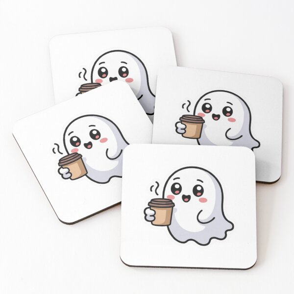 Item preview, cute ghost holding coffee designed and sold by naelora1.