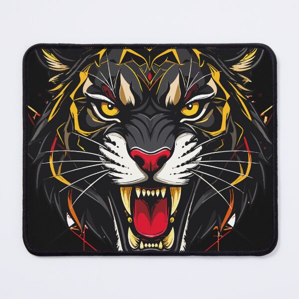 Item preview, Fierce Tiger Head – Geometric Red & Yellow Warrior Design designed and sold by sorryNOTsorry.brand.