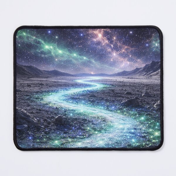 Item preview, Cosmic Light Path Beneath Nebulas – Mystical Starry Sky Landscape designed and sold by ImaginingNebulae.