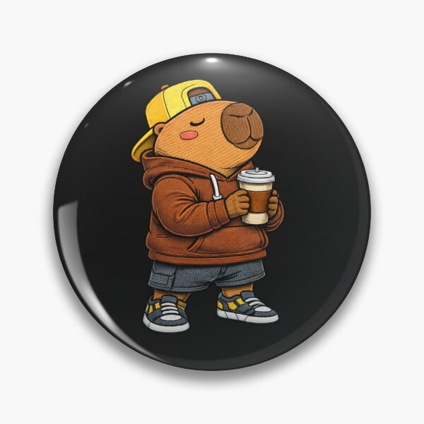 Item preview, Morning Coffee Capybara – Cute Kawaii Capybara Coffee Lover Embroidered Patch Style designed and sold by ColorSplash123.