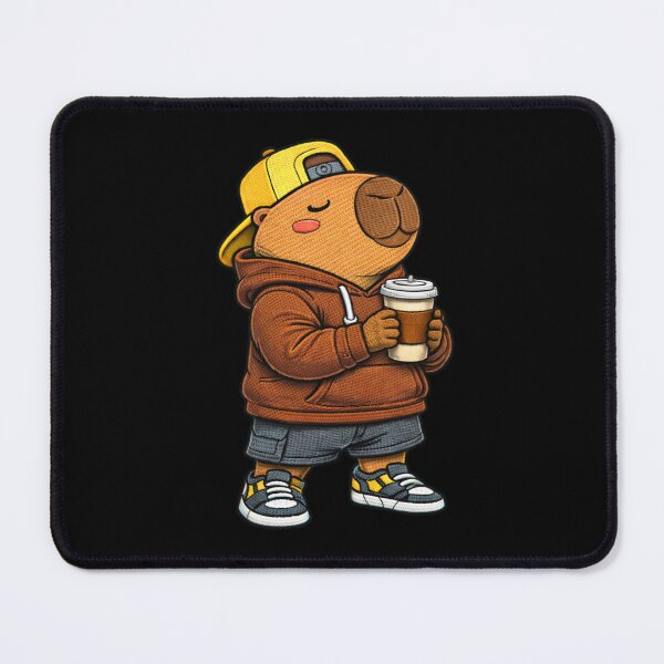 Item preview, Morning Coffee Capybara – Cute Kawaii Capybara Coffee Lover Embroidered Patch Style designed and sold by ColorSplash123.