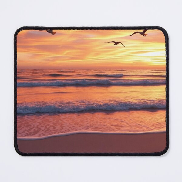Item preview, Serene Sunset Beach with Flying Birds designed and sold by Vida e Arte.