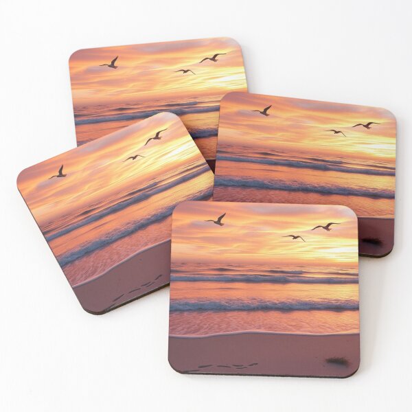Item preview, Serene Sunset Beach with Flying Birds designed and sold by Jade Ado.