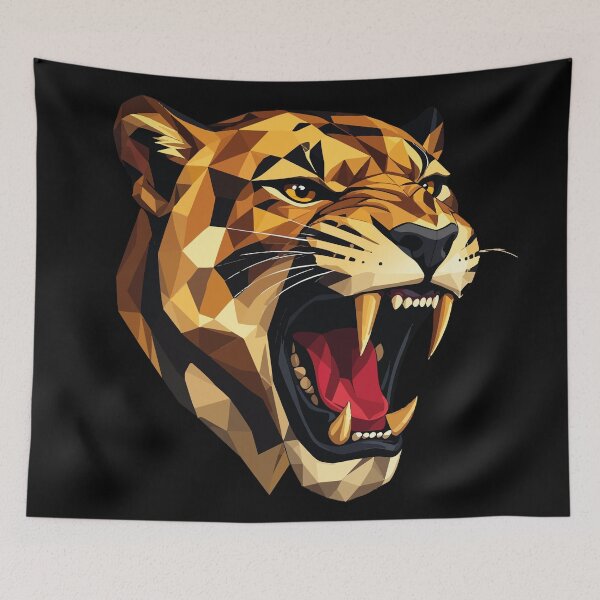 Item preview, Geometric Roaring Tiger – Low‑Poly Wild Power Art designed and sold by sorryNOTsorry.brand.