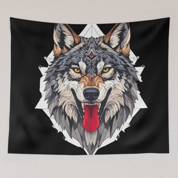 Item preview, Geometric Wolf Spirit – Fierce Yellow‑Eyed Tribal Design designed and sold by sorryNOTsorry.brand.
