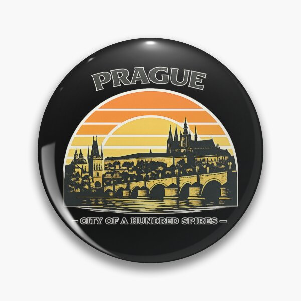 Item preview, Prague Retro Skyline – City of a Hundred Spires Vintage Sunset designed and sold by Laughprints.