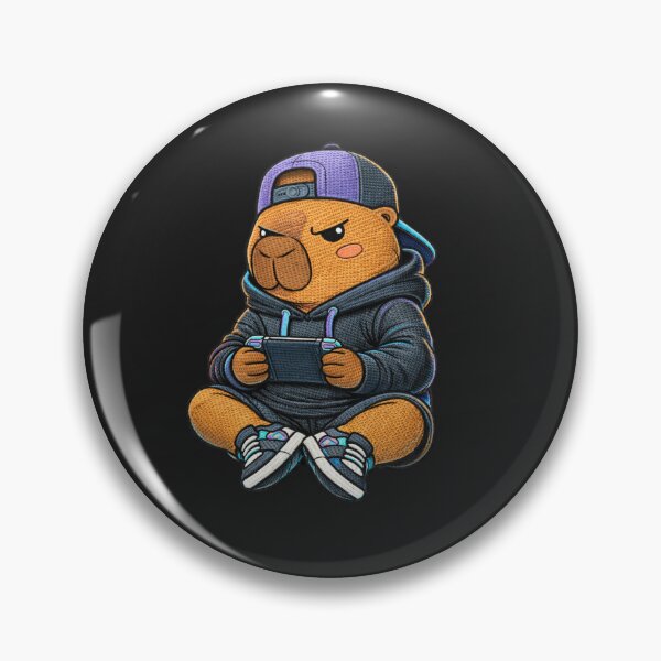 Item preview, Gamer Capybara Playing Console – Cute Kawaii Gaming Capybara Embroidered Patch Style designed and sold by ColorSplash123.