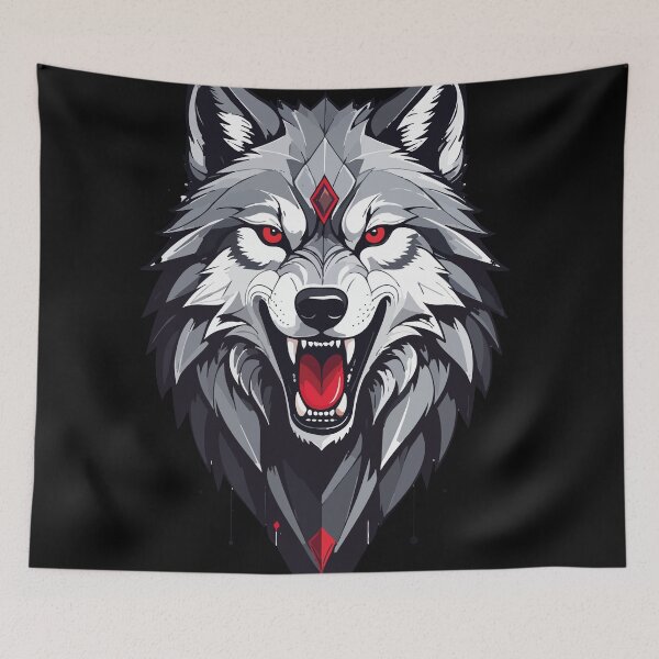 Item preview, Red‑Eyed Wolf – Dark Geometric Spirit Beast designed and sold by sorryNOTsorry.brand.