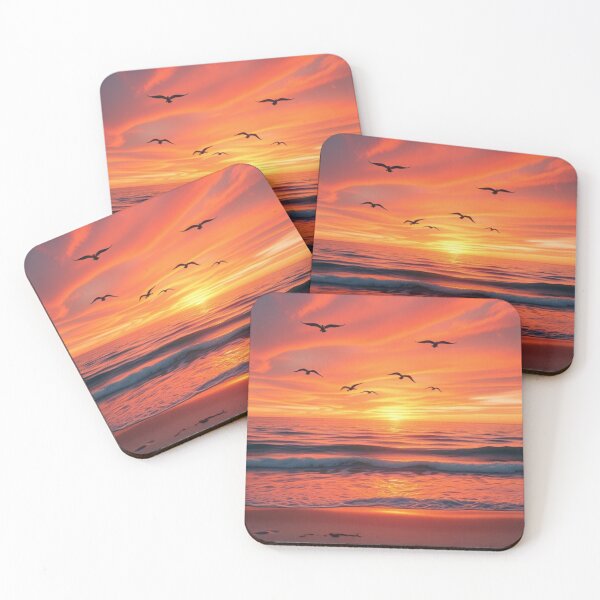 Item preview, Golden Sunset Beach with Soaring Birds designed and sold by Jade Ado.