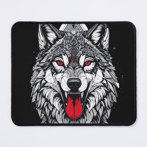 Item preview, Red‑Eyed Wolf – Geometric Tribal Fury Art designed and sold by sorryNOTsorry.brand.