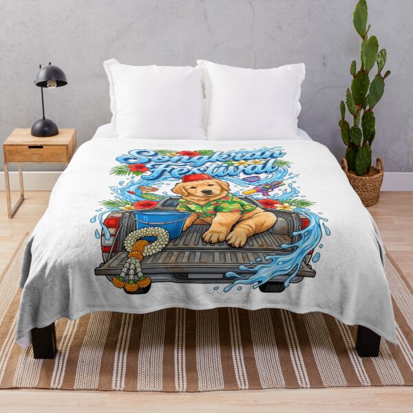 Item preview, Cute Golden Retriever Puppy Songkran Festival Thai New Year Design designed and sold by Tong4130.