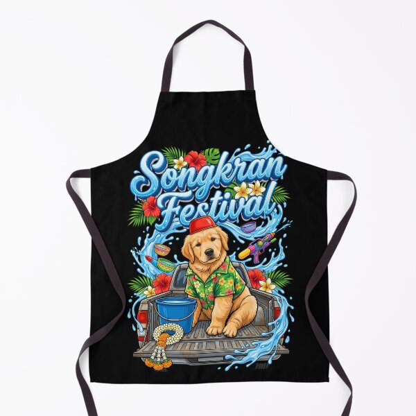Item preview, Cute Golden Retriever Puppy Songkran Festival Thai New Year Design designed and sold by Tong4130.