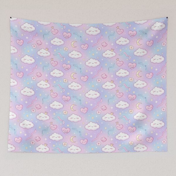 Item preview, Dreamy Clouds and Hearts Pattern designed and sold by StickVerse by Owais.