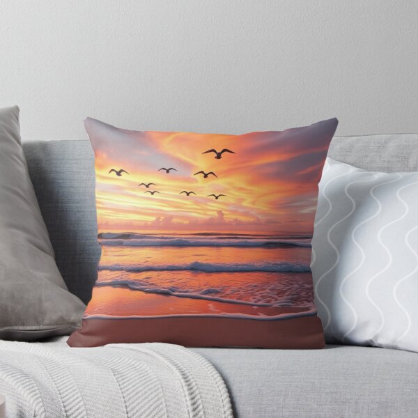 Item preview, Colorful Sunset Beach with Flying Birds designed and sold by Vida e Arte.
