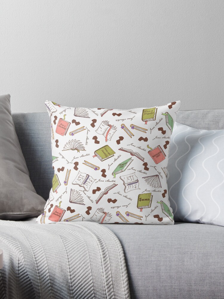 Thumbnail 1 of 4, Pillow, Books of Jane Austen designed and sold by Pembertea.