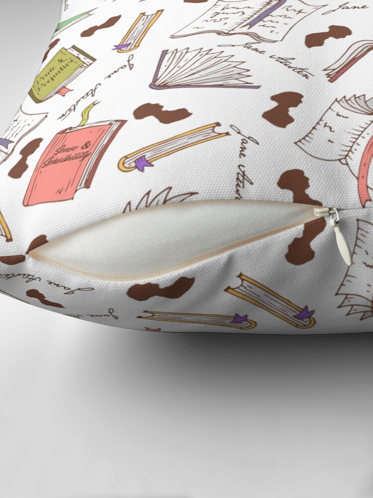 Thumbnail 2 of 4, Pillow, Books of Jane Austen designed and sold by Pembertea.