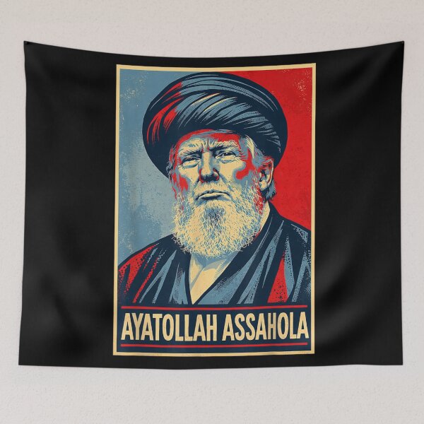 Item preview, Ayatollah Assahola Vintage Political Satire Poster Style Graphic Art designed and sold by Daisy Grimes.